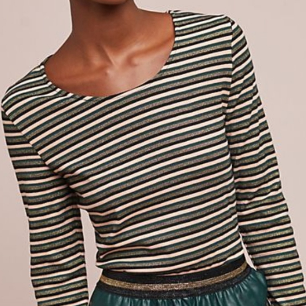 Anthropologie Metalic Striped Top